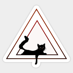 Relaxing Black cat geometric triangle art Sticker